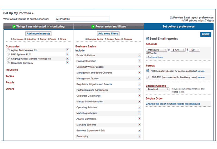 Image for 'How to set up a Monitor to track a company portfolio or watch list' (D)